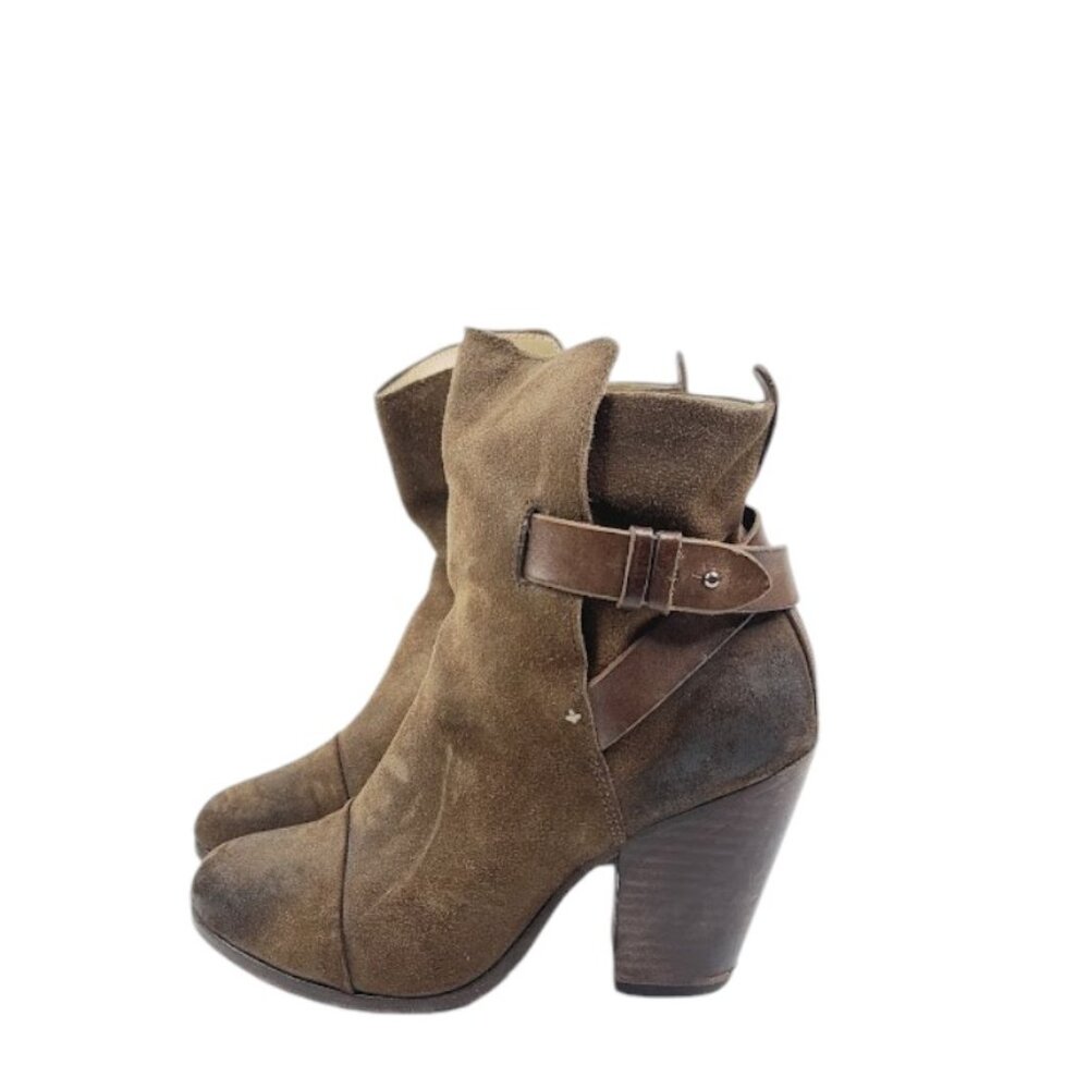 Rag & Bone Women's Brown‎ Kinsey Leather Block Heel Ankle Bootie Size 8
